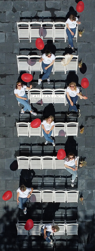A beautiful view of the bachelorettes from above with the drone