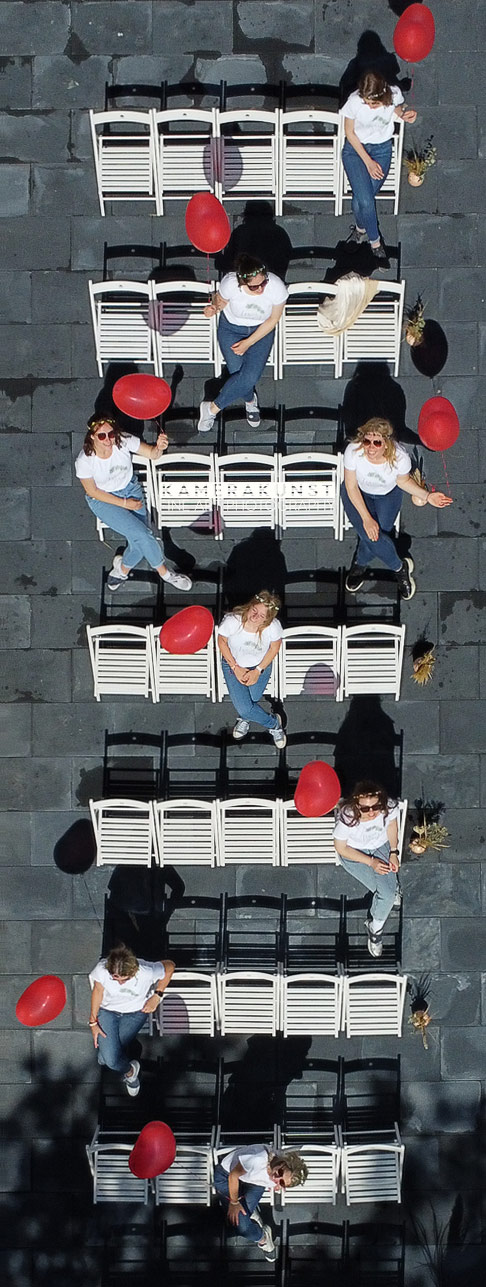 Beautiful view of the bachelorettes from above allows a drone